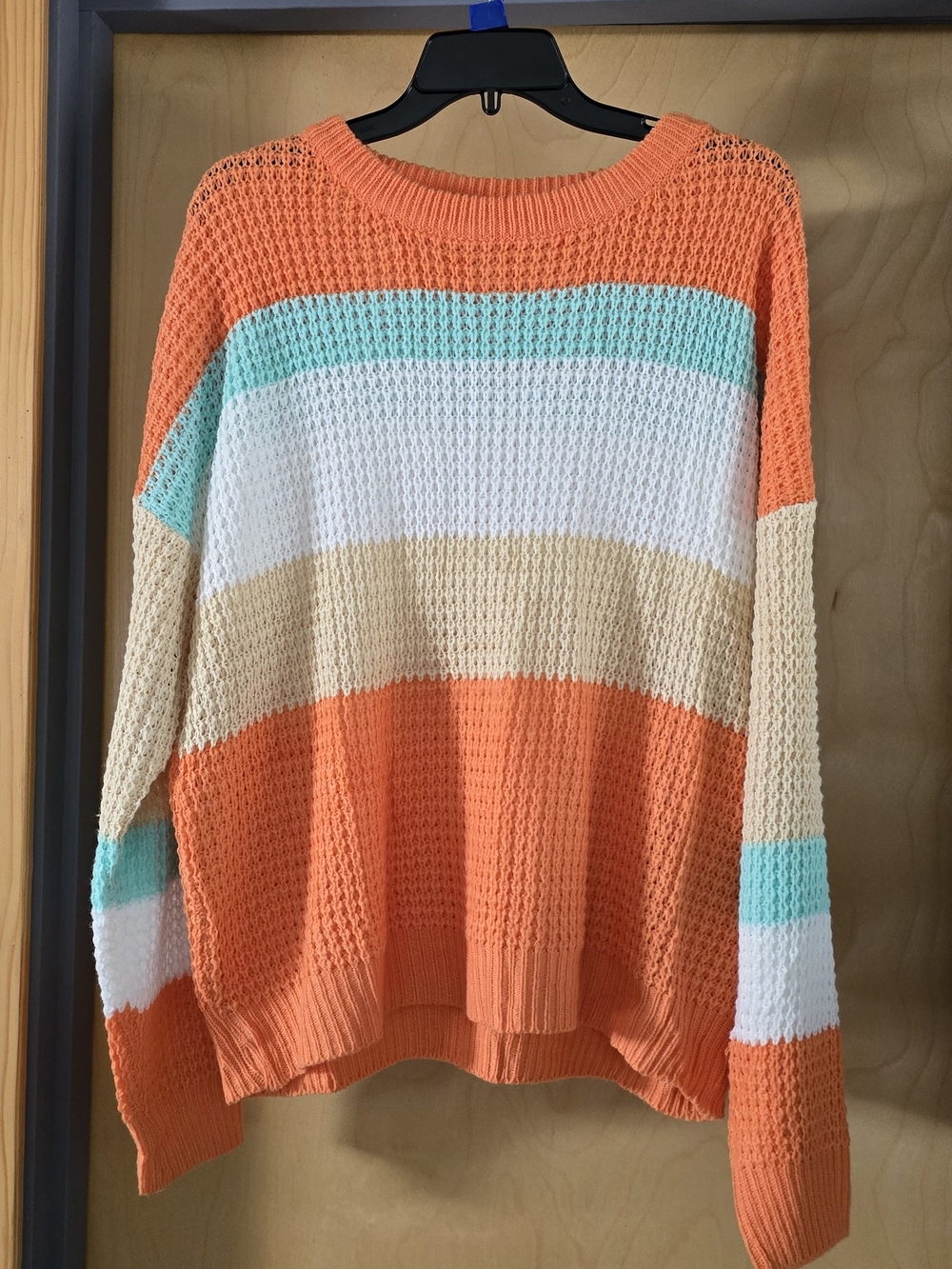 Striped Open-Knit Sweater - Orange Multicolor
